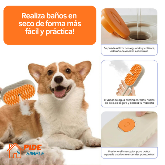 Cepillo de vapor 3 en 1 para mascotas