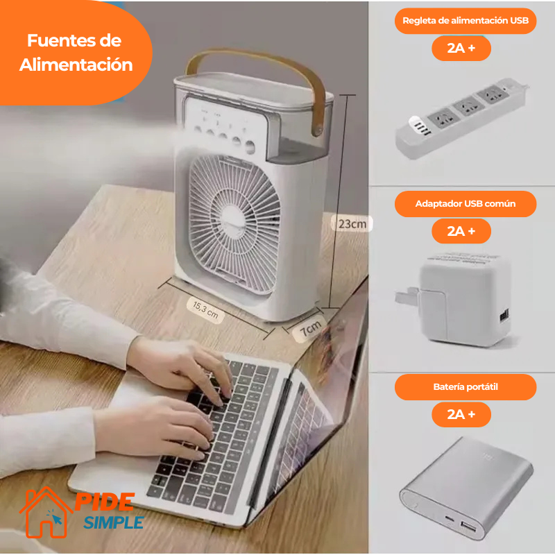 FreshGo™ | Mini Enfriador de Aire Portátil con Luz LED